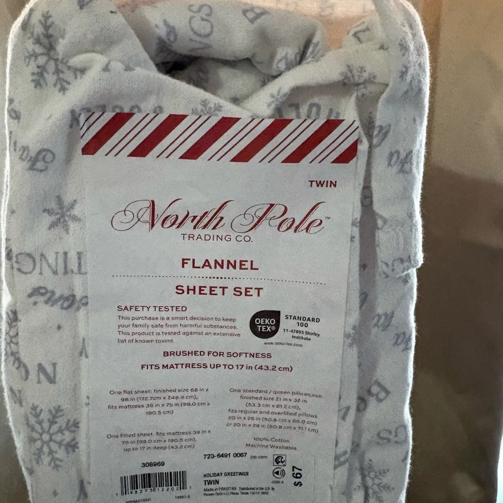 North Pole Flannel Sheet Set - Festive White